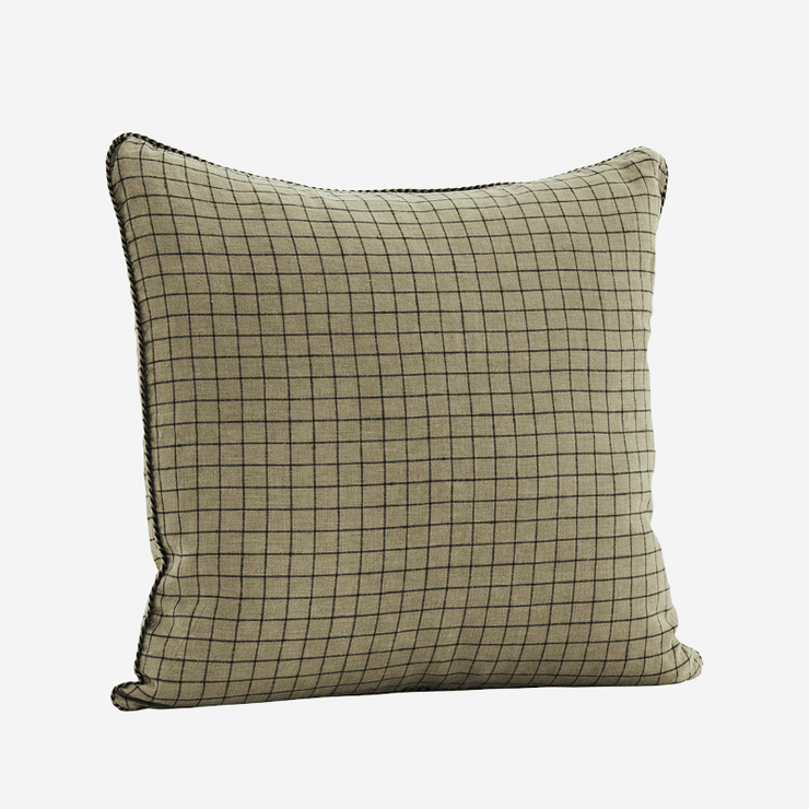 Housse de Coussin Carrée Carreaux Taupe - Madam Stoltz