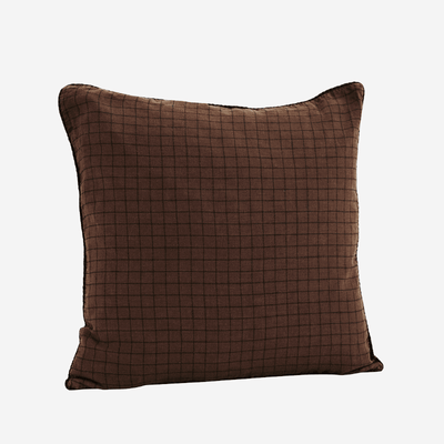 Housse de Coussin Carrée Carreaux Noisette - Madam Stoltz