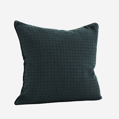 Housse de coussin carrée Carreaux bleu sarcelle - Madam Stoltz