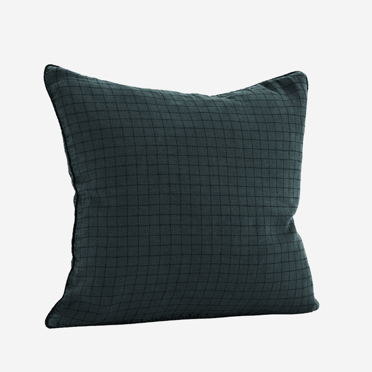 Housse de coussin carrée Carreaux bleu sarcelle - Madam Stoltz