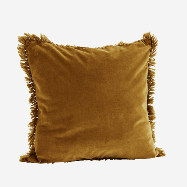 Housse de coussin carrée franges - Sugar almond