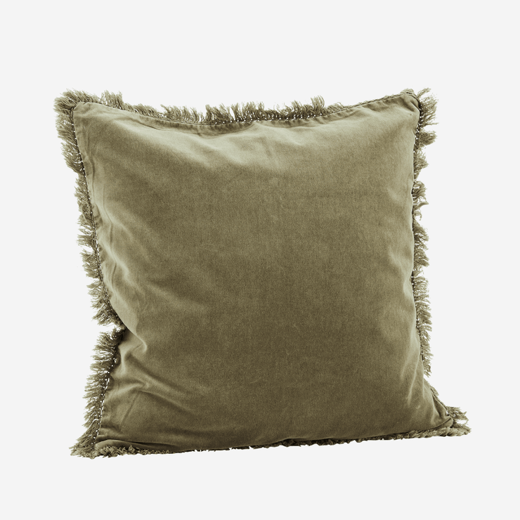 Housse de coussin carrée franges - Taupe