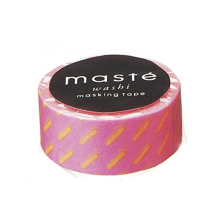 Ruban adhésif - Washi Tape Rose & Traits Oranges