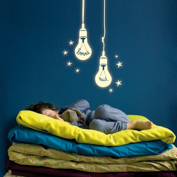 Mimilou - Sticker phosphorescent pour chambre enfant - ampoules bonne nuit