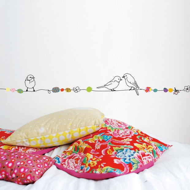 Mimilou - Frise autocollante pour chambre d'enfant - perles et oiseaux - made in France