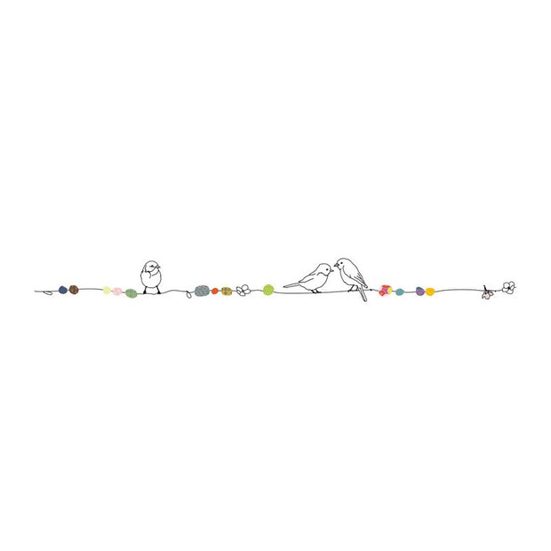 Mimilou - Frise autocollante pour chambre d'enfant - perles et oiseaux - made in France