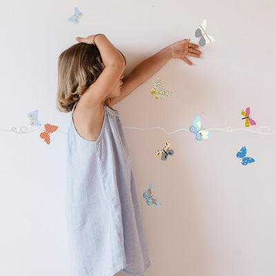 Mimilou - Frise pour chambre enfant - papillons - décoration murale mignonne - made in France