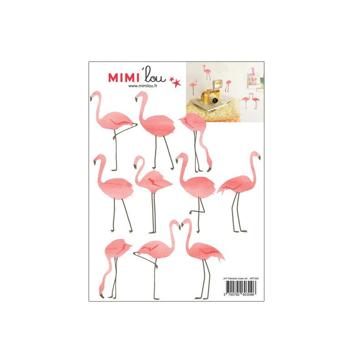 Mimilou - Sticker pour enfant Just a touch - flamants rose - déco colorée et amusante