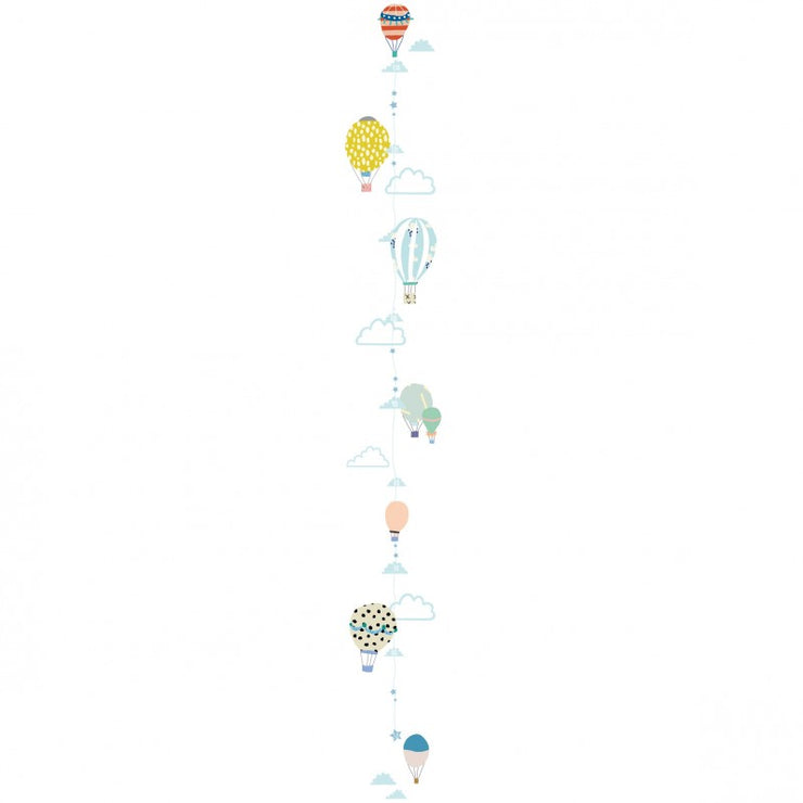 Mimilou - Toise murale autocollante pour enfant - montgolfières colorées - made in France