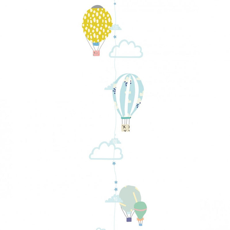 Mimilou - Toise murale autocollante pour enfant - montgolfières colorées - made in France