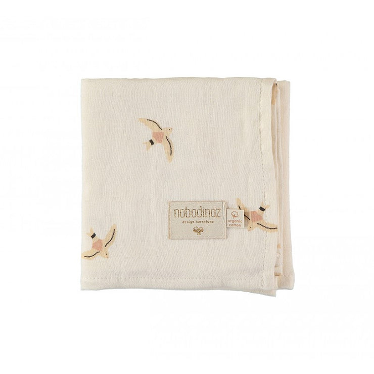 Nobodinoz - Set de 3 langes baby love haiku birds - 100% coton biologique - cadeau bébé