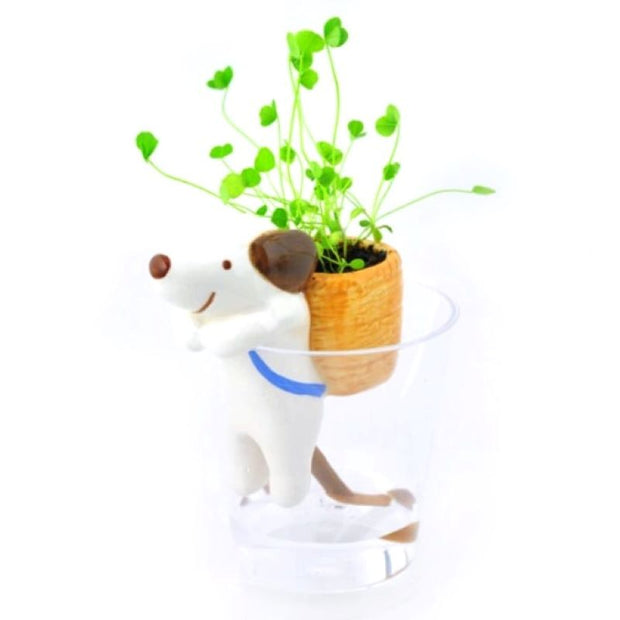 NOTED - Chien en céramique à réserve d'eau - plante à faire pousser - cadeau enfant