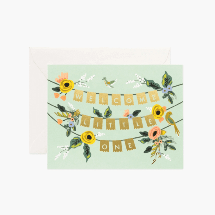 Rifle Paper Co - adorable carte de naissance - guirlande Welcome little one