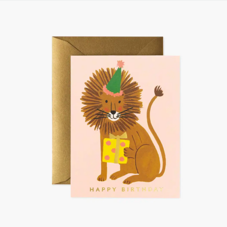 RIFLE PAPER CO - Carte de vœux amusante - Lion Birthday