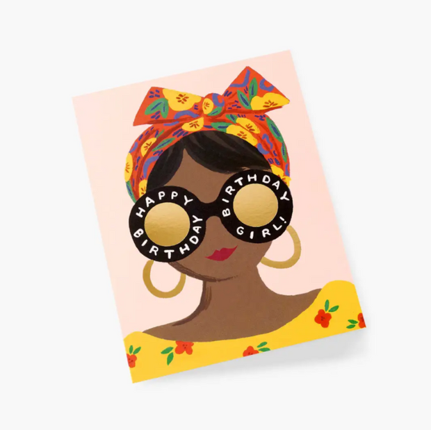 RIFLE PAPER CO - Carte d'anniversaire - scarf girl