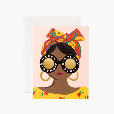RIFLE PAPER CO - Carte d'anniversaire - scarf girl