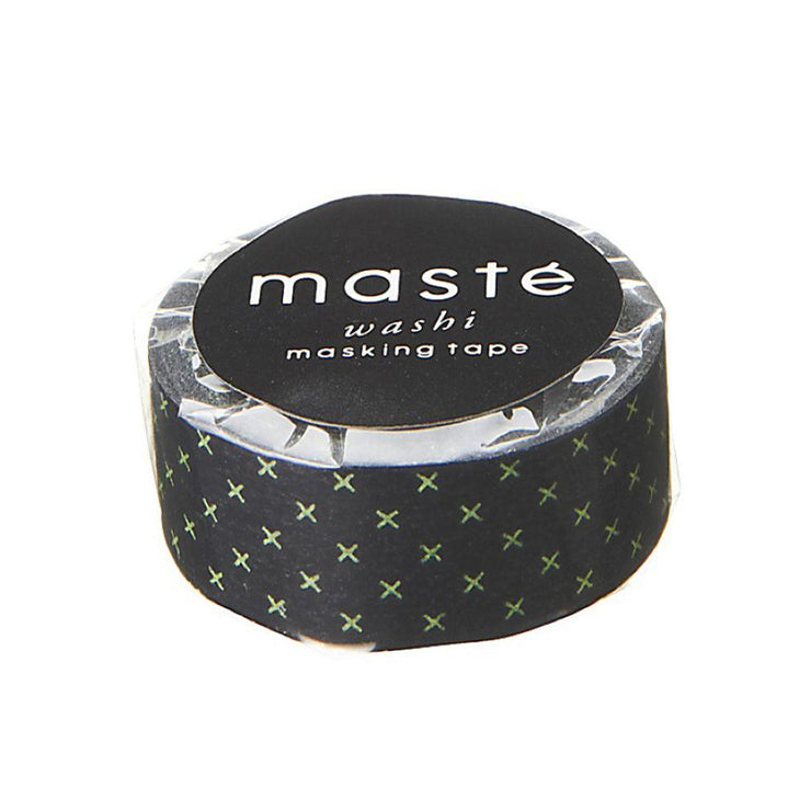 Ruban adhésif - Washi Tape Noir & Croix Vert