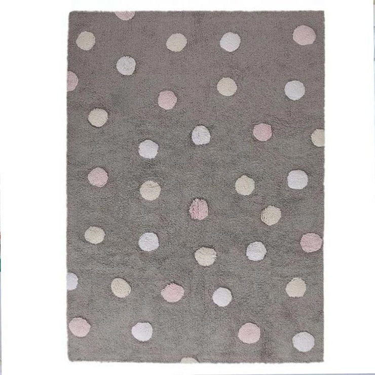 Tapis gris - Pois tricolores roses -Lorena Canals