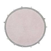 Lorena Canals -Tapis rond rose avec pompoms