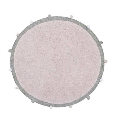 Lorena Canals -Tapis rond rose avec pompoms
