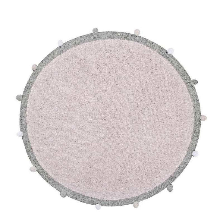Lorena Canals -Tapis rond rose avec pompoms