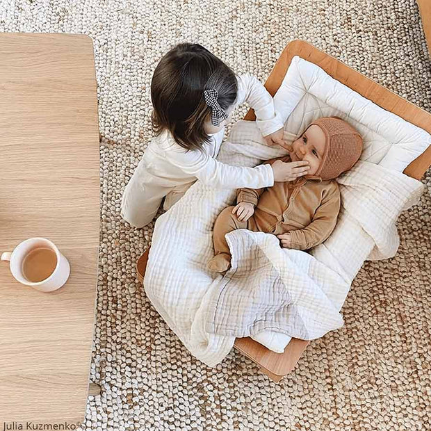 Transat bébé LEVO Hêtre / Coussin Organic White