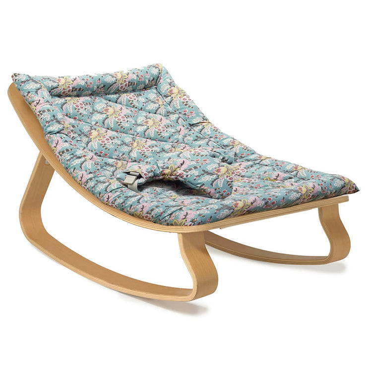 Transat bébé LEVO Hêtre / Coussin Blue Cream Flowers Louise Misha