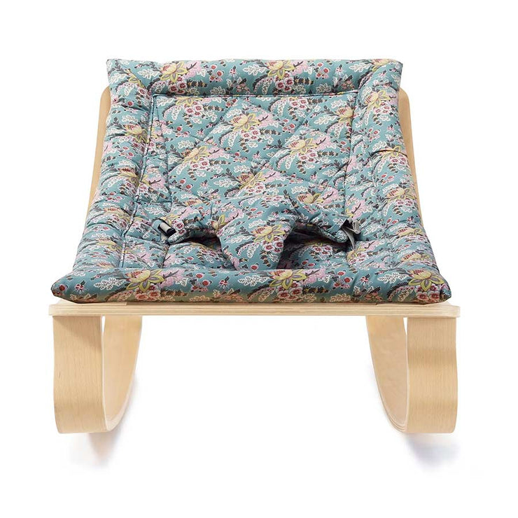 Transat bébé LEVO Hêtre / Coussin Blue Cream Flowers Louise Misha