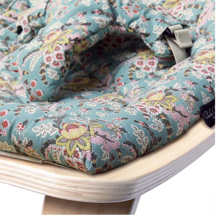 Transat bébé LEVO Hêtre / Coussin Blue Cream Flowers Louise Misha