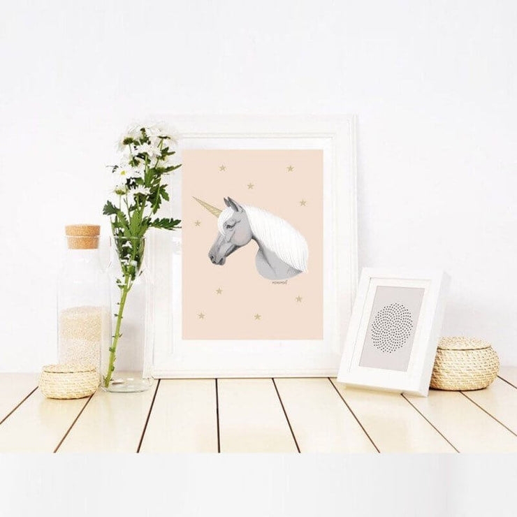 Affiche enfant licorne rose - Minimel