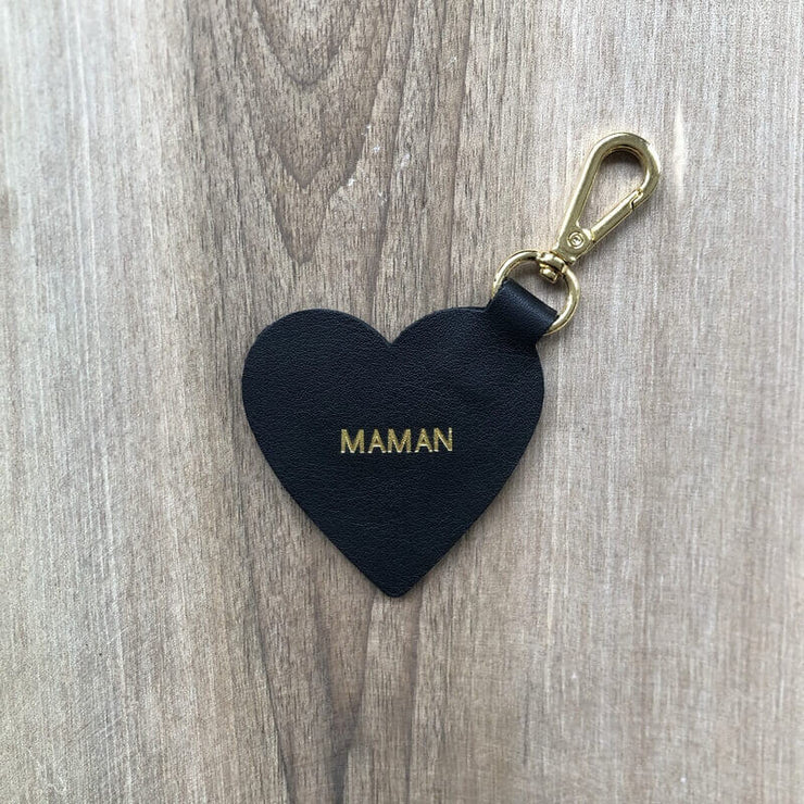 Porte-clés coeur en cuir - Maman
