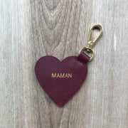 Porte-clés coeur en cuir - Maman