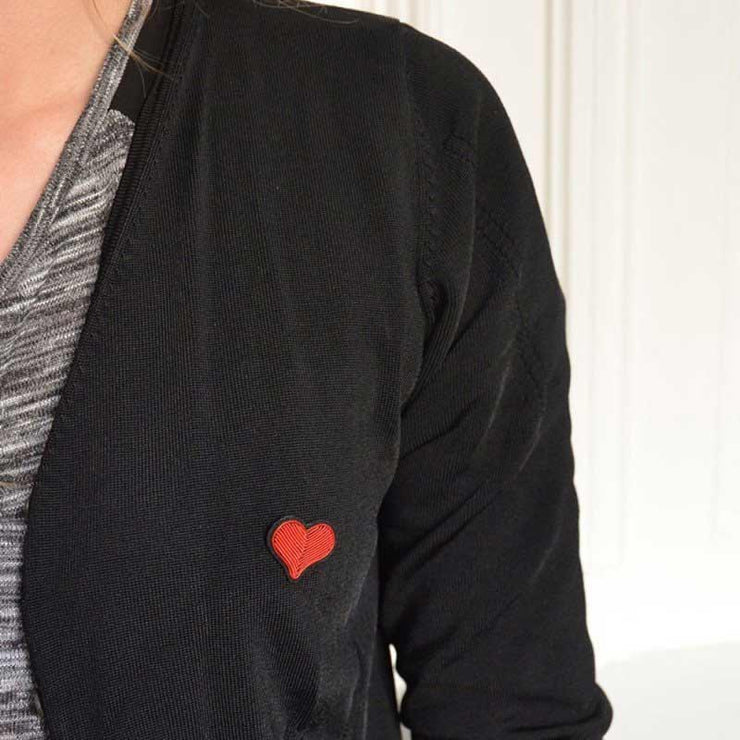 Broche - Coeur Rouge - broche brodée à  la main