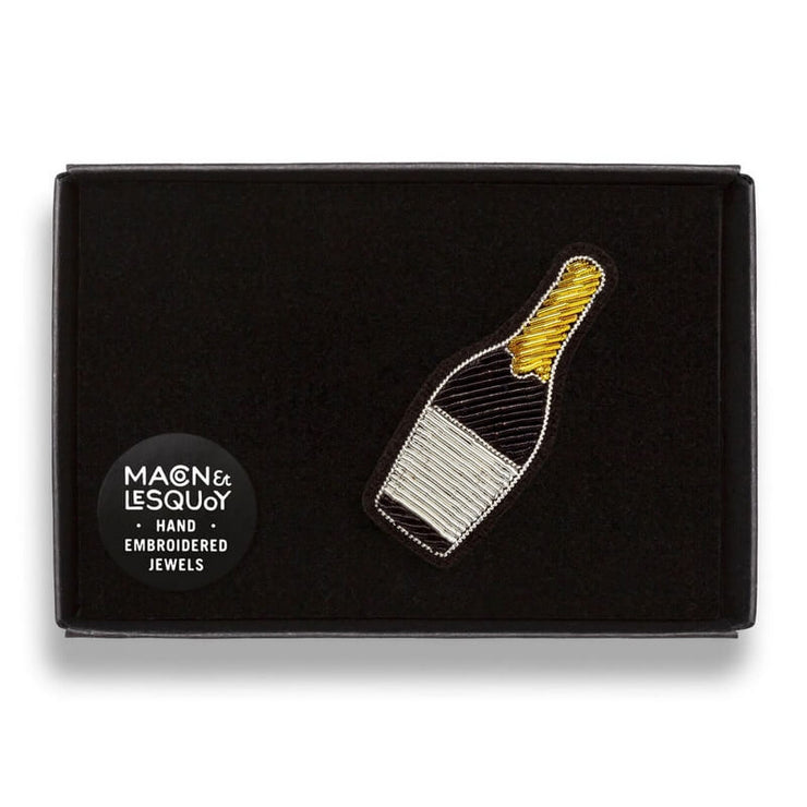 Broche Brodée Bouteille Champagne - Macon et Lesquoy