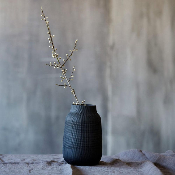 Vase en argile Groove - Noir