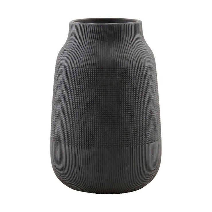 Vase en argile Groove - Noir