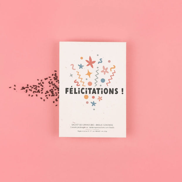 " Félicitations ! " Sachet de Graines de Basilic - La Fabrique à Sachets
