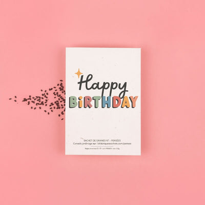 " Happy Birthday " Sachet de Graines de Pensées - La Fabrique à Sachets