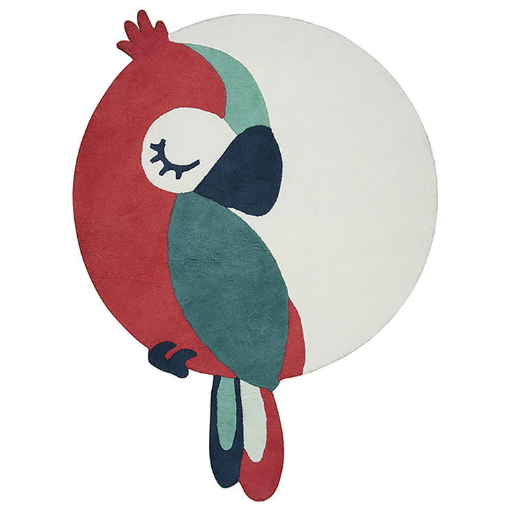tapis perroquet rouge et vert pour enfant 