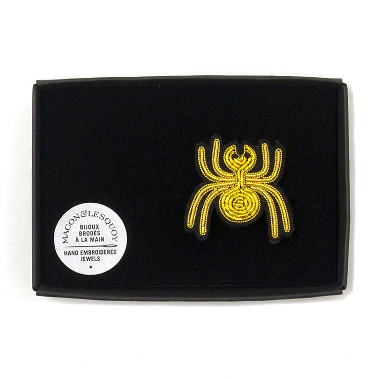 Broche brodée main Araignée dorée - Macon & Lesquoy
