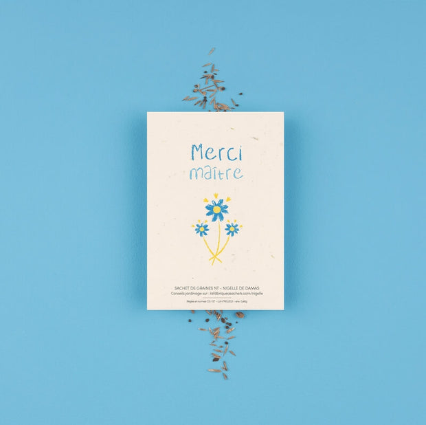 " Merci Maître " Sachet de Graines de Nigelle - La Fabrique à Sachets