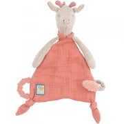 Doudou attache-tétine Girafe - Rose - Moulin Roty