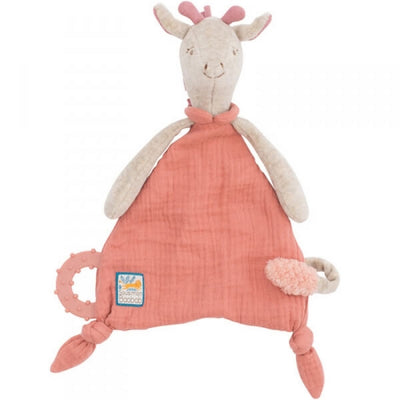 Doudou attache-tétine Girafe - Rose - Moulin Roty
