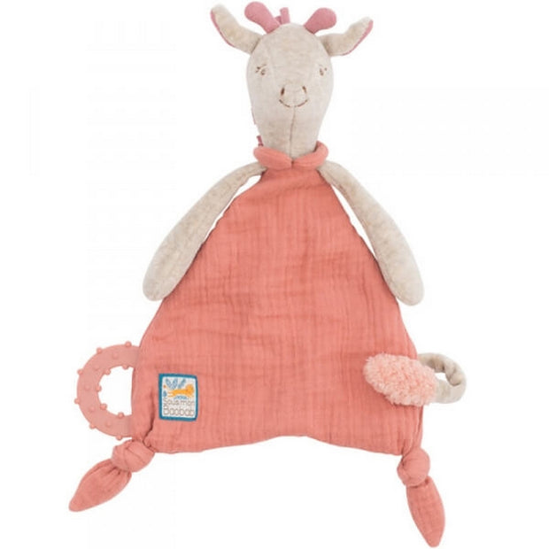 Doudou attache-tétine Girafe - Rose - Moulin Roty