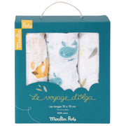 MOULIN ROTY - Set de 3 langes Le Voyage d'Olga - Idée cadeau bébé
