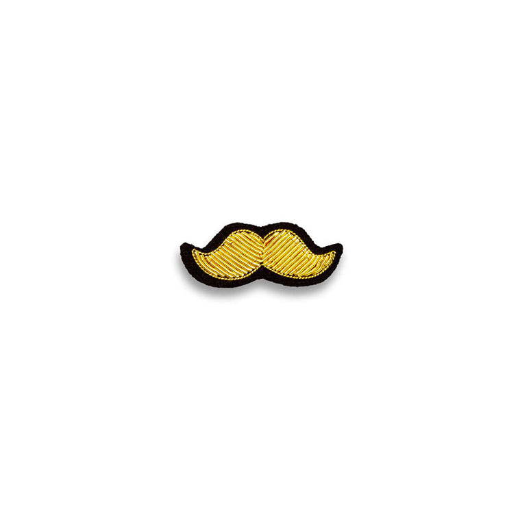 Broche brodée - Moustache dorée