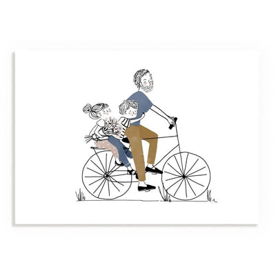 Affiche A4 Balade à Vélo Papa Fille et Garçon - My Lovely Thing