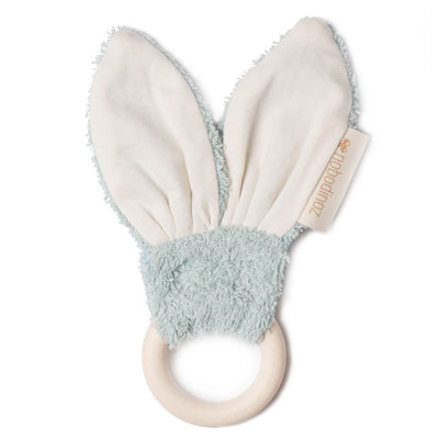 Anneau de dentition lapin vert en bois et coton bio - Nobodinoz