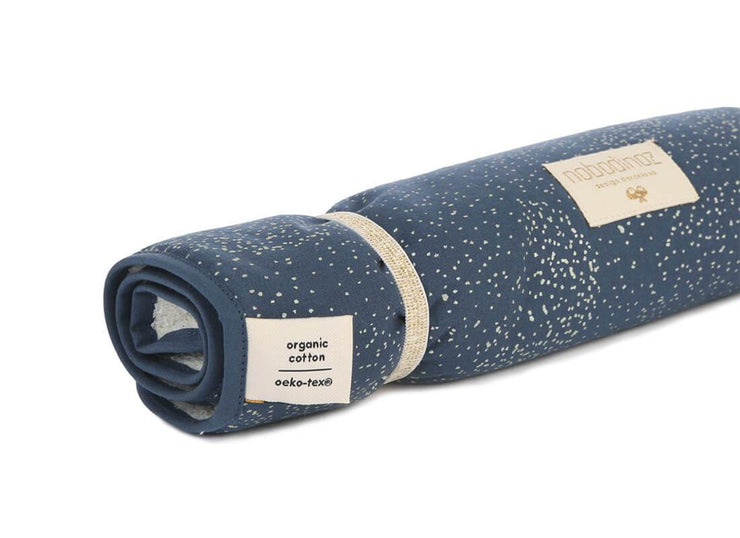 Matelas à langer en coton bio bleu et doré - Nobodinoz