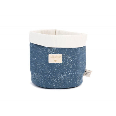 Panier de rangement en coton bio bleu nuit et doré - Nobodinoz